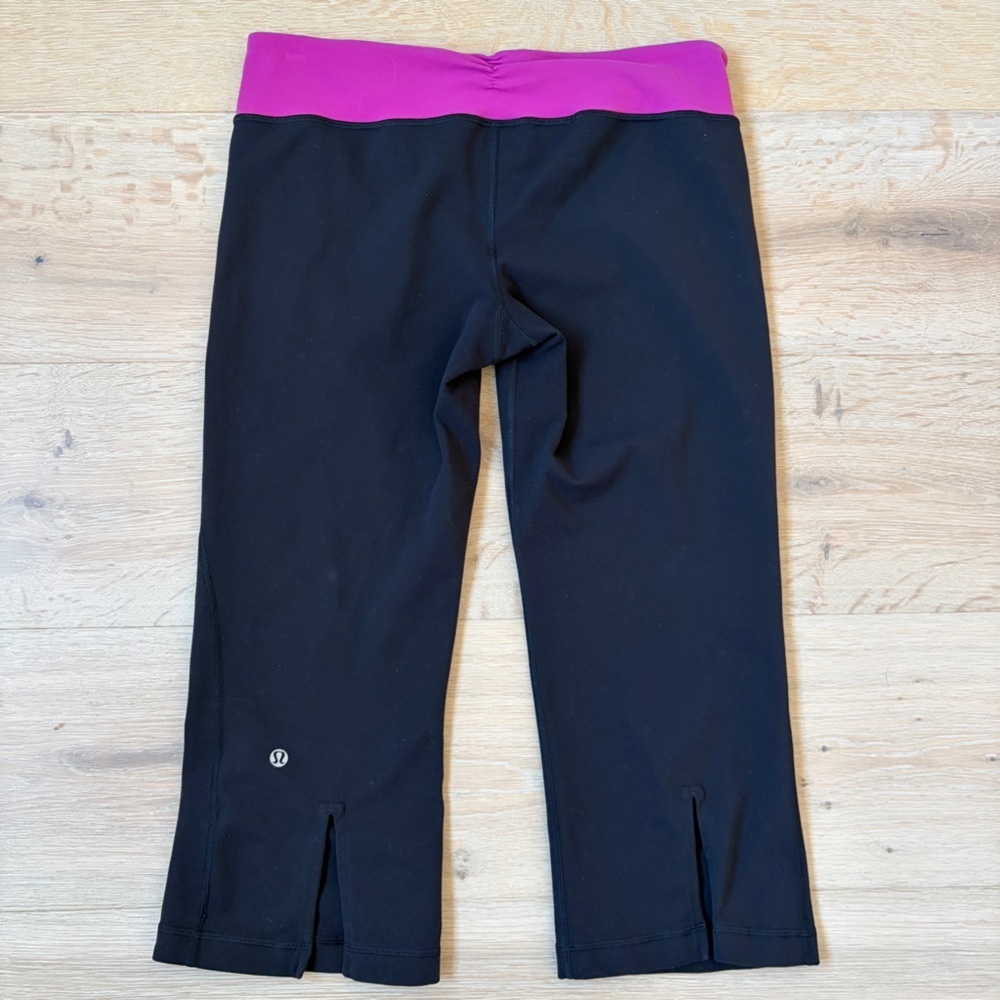 Lululemon Y2K Groove Crop Pants Black Pink Waist Flare Yoga Womens 10*K2